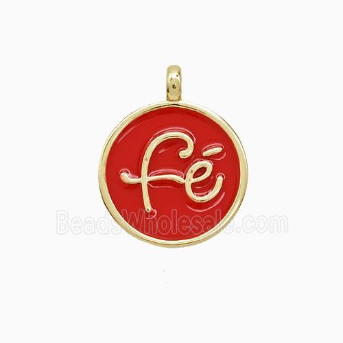 Enamel Copper Pendant, Gold Plated