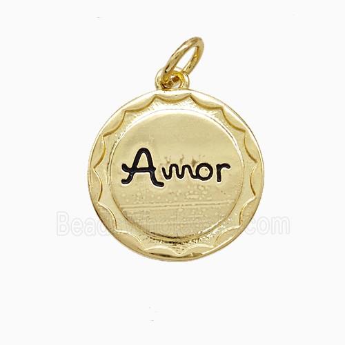Enamel Copper Pendant, Gold Plated