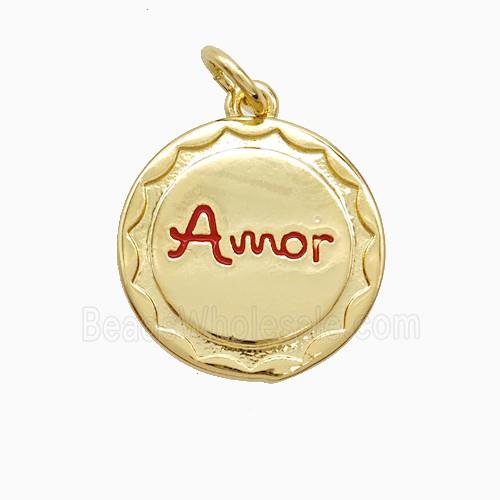 Enamel Copper Pendant, Gold Plated