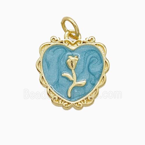 Enamel Copper Pendant, Gold Plated