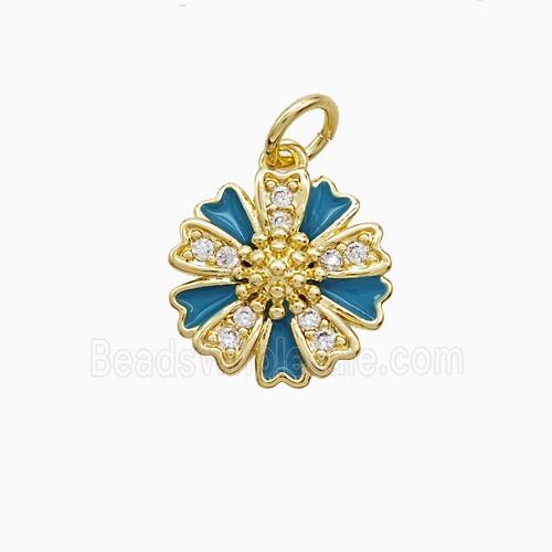 Enamel Copper Pendant, Gold Plated