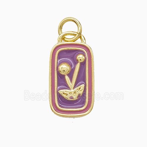 Enamel Copper Pendant, Gold Plated