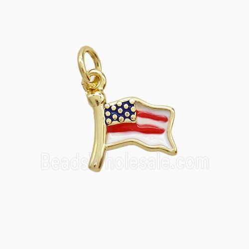 Enamel Copper Pendant, Gold Plated