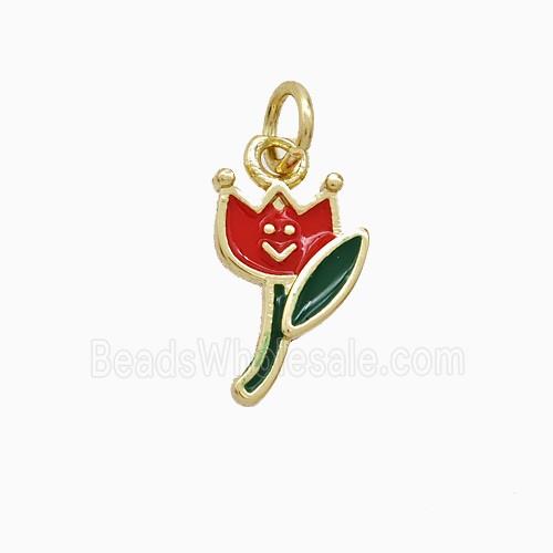 Enamel Copper Pendant, Gold Plated