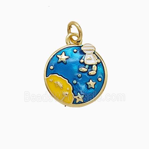 Enamel Copper Pendant, Gold Plated
