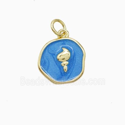Enamel Copper Pendant, Gold Plated