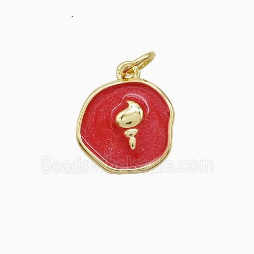 Enamel Copper Pendant, Gold Plated