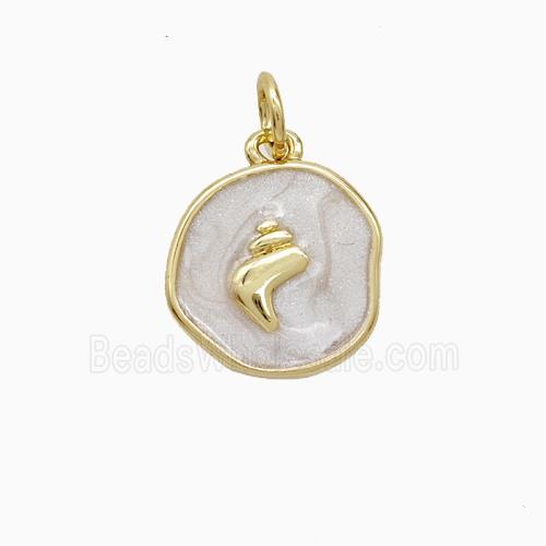 Enamel Copper Pendant, Gold Plated
