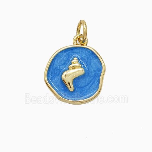 Enamel Copper Pendant, Gold Plated