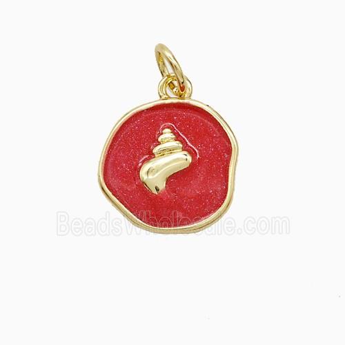 Enamel Copper Pendant, Gold Plated