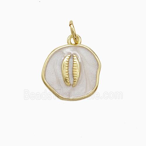 Copper Conch Shell Pendant White Painted Gold Plated