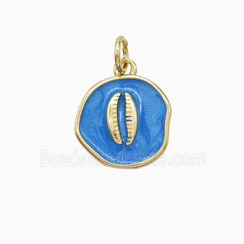 Enamel Copper Pendant, Gold Plated