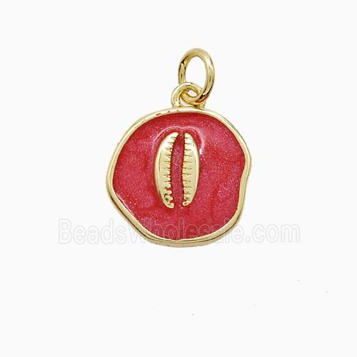 Enamel Copper Pendant, Gold Plated