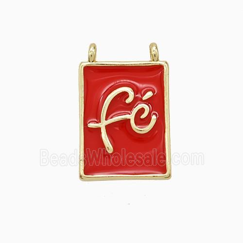 Enamel Copper Pendant, Gold Plated
