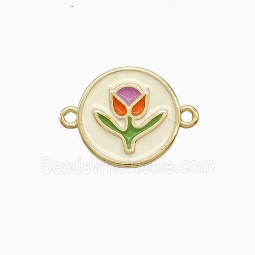 Enamel Copper Pendant, Gold Plated