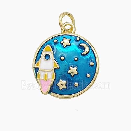 Enamel Copper Pendant, Gold Plated