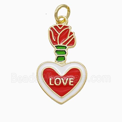Enamel Copper Pendant, Gold Plated