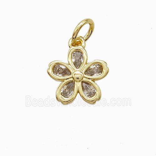 Copper Pendant Pave Zircon, Gold Plated