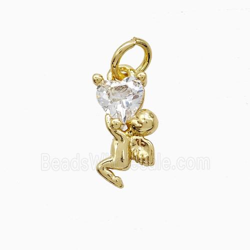 Copper Pendant Pave Zircon, Gold Plated