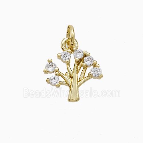 Copper Pendant Pave Zircon, Gold Plated
