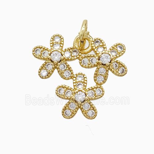 Copper Pendant Pave Zircon, Gold Plated