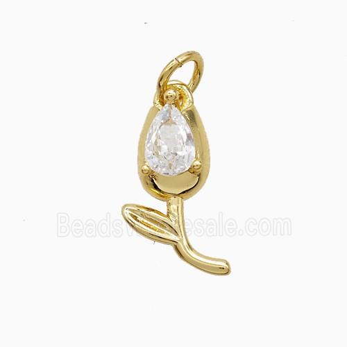 Copper Pendant Pave Zircon, Gold Plated