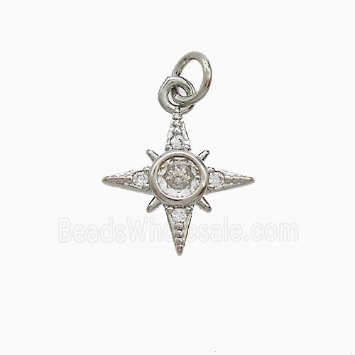 Copper Northstar Pendant Pave Zirconia Platinum Plated
