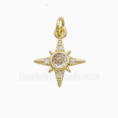 Copper Pendant Pave Zircon, Gold Plated