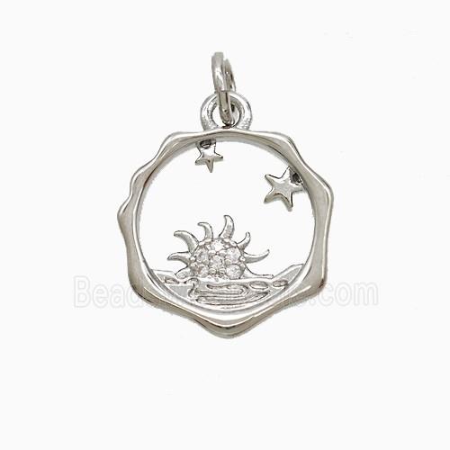 Copper Pendant Pave Zircon, Gold Plated