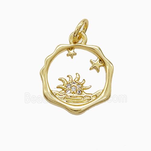 Copper Pendant Pave Zircon, Gold Plated