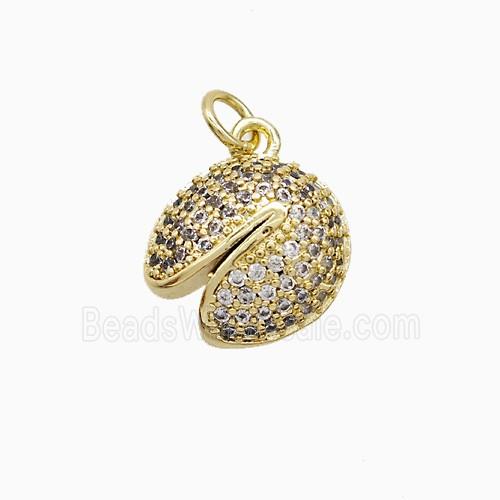 Copper Pendant Pave Zircon, Gold Plated