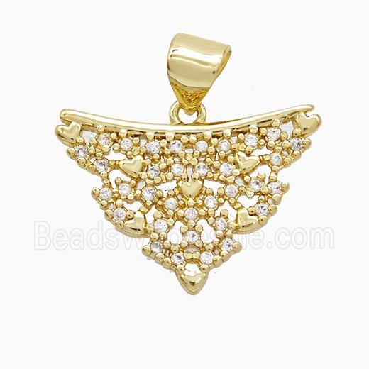 Copper Pendant Pave Zircon, Gold Plated