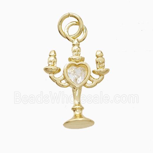 Copper Pendant Pave Zircon, Gold Plated