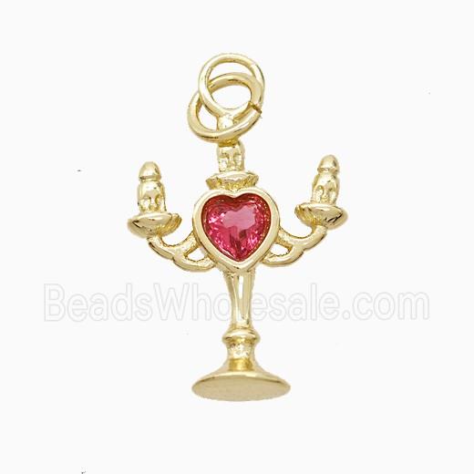 Copper Pendant Pave Zircon, Gold Plated