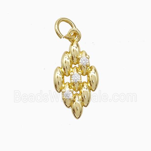 Copper Pendant Pave Zircon, Gold Plated