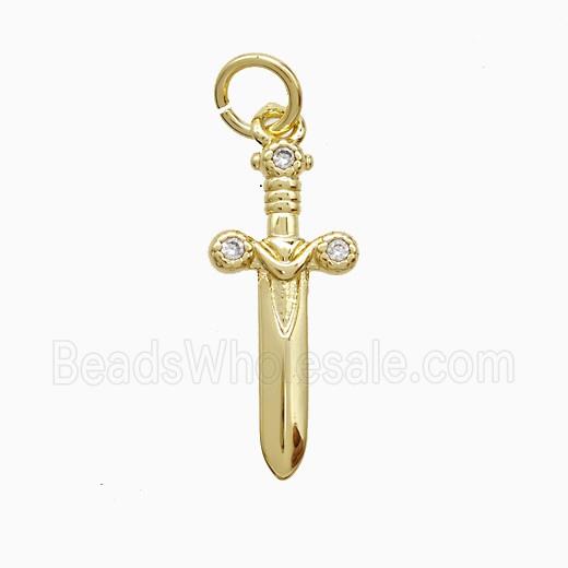 Copper Pendant Pave Zircon, Gold Plated
