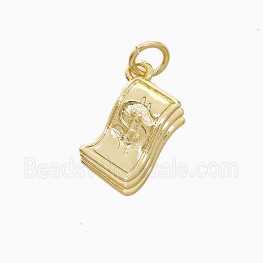 Money Dollar Charms Copper Pendant Gold Plated
