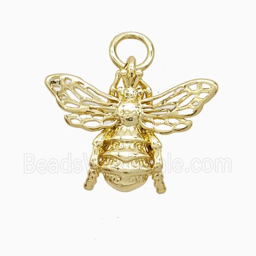 Copper Pendant Pave Zircon, Gold Plated