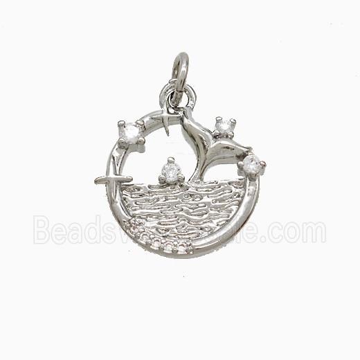 Copper Pendant Pave Zircon, Gold Plated