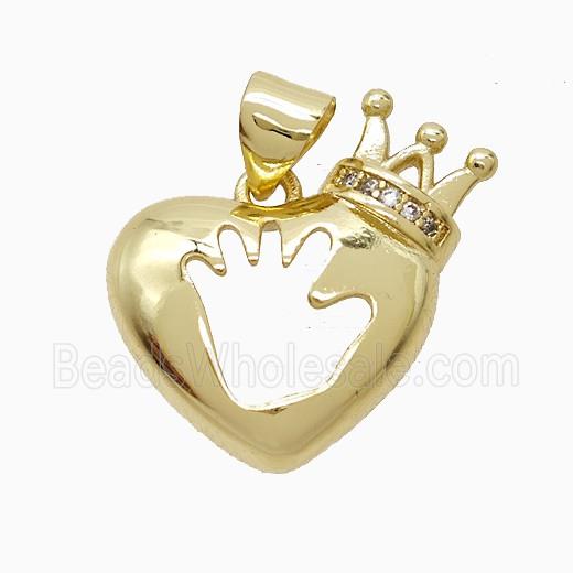 Copper Pendant Pave Zircon, Gold Plated