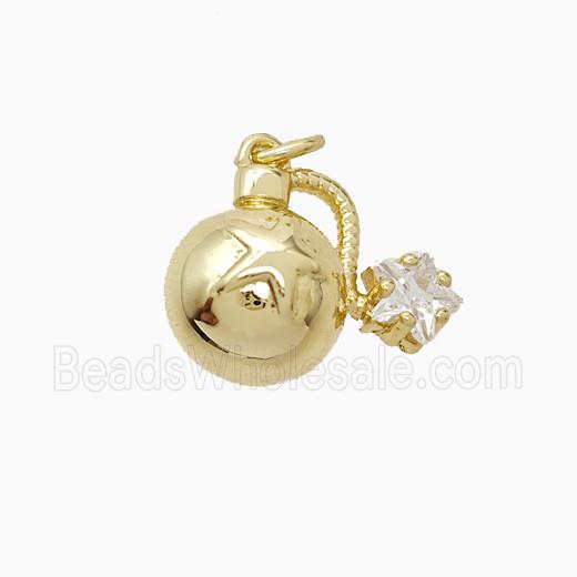Copper Pendant Pave Zircon, Gold Plated