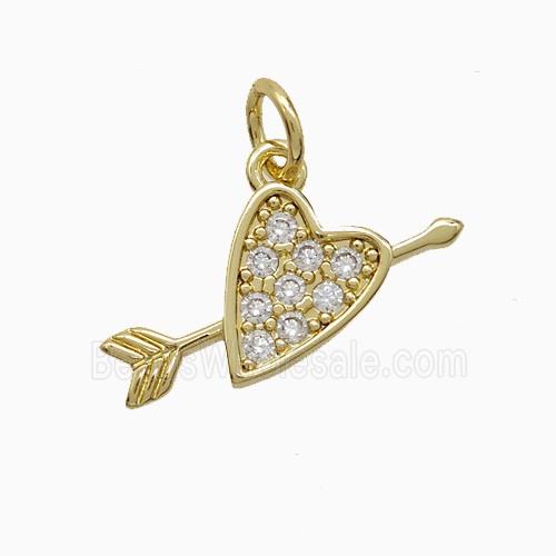 Copper Pendant Pave Zircon, Gold Plated