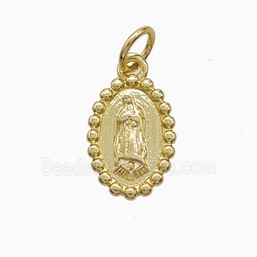 Copper Pendant Pave Zircon, Gold Plated