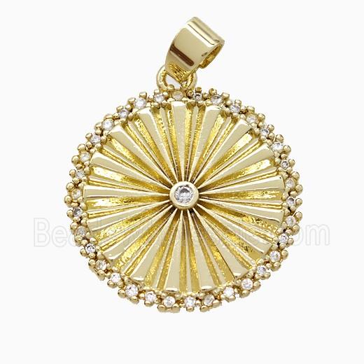 Copper Pendant Pave Zircon, Gold Plated