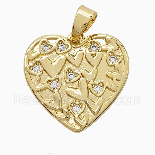 Copper Pendant Pave Zircon, Gold Plated