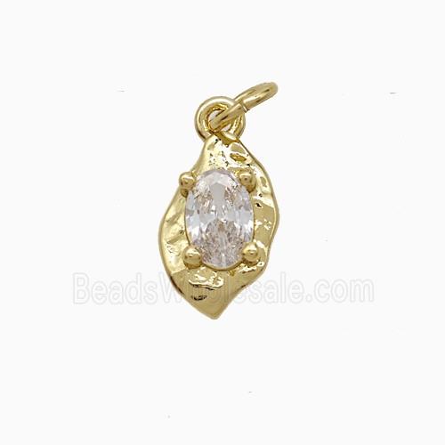 Copper Pendant Pave Zircon, Gold Plated
