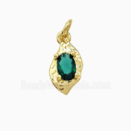 Copper Leaf Pendant Pave Crystal Glass Gold Plated