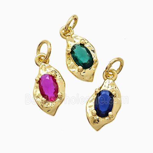 Copper Pendant Pave Zircon, Gold Plated