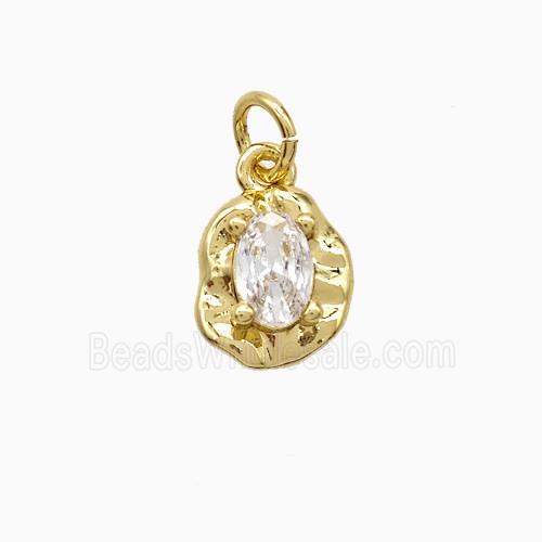 Copper Pendant Pave Zircon, Gold Plated