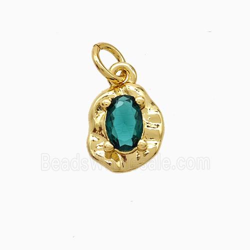 Copper Leaf Pendant Pave Crystal Glass Gold Plated